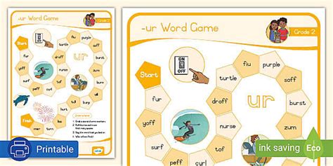 Grade 2 Phonics: -ur Printable Game (teacher made) - Twinkl