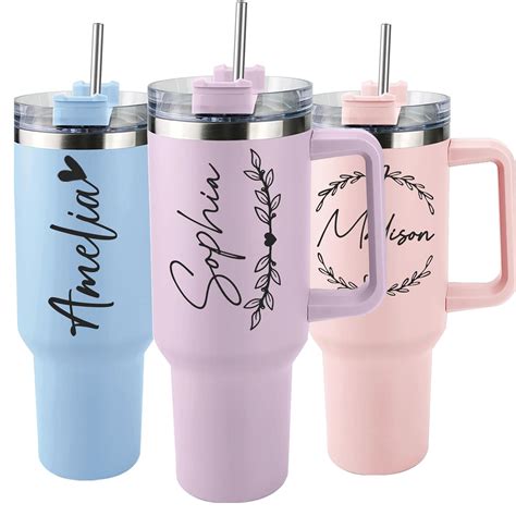 Amazon.com: Elemtansy Personalized 40 Oz Tumbler with Handle and Straw ...