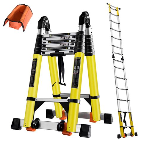 Buy 18FT A Frame Telescoping Ladder w. Balance Bars/Wheels/Tools Bar ...