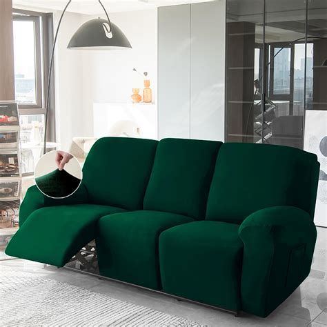 HOKIPO 200 GSM Velvet Recliner Sofa Slipcover 3 Seater Fully Covered 8 ...