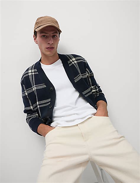 Buy Checked V-Neck Cardigan at Marks & Spencer