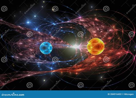 Quantum Entanglement Visualization Stock Illustration - Illustration of effect, technology ...