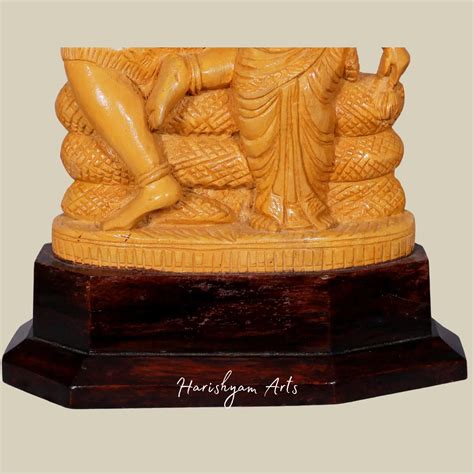 10" Siva Parvati Wooden Statue Seated on Snake Throne Handcrafted Wood