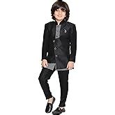 Buy AJ Dezines Kids Indo Western Sherwani Set For Boys (Black, 3-4 ...