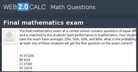 View question - Final mathematics exam