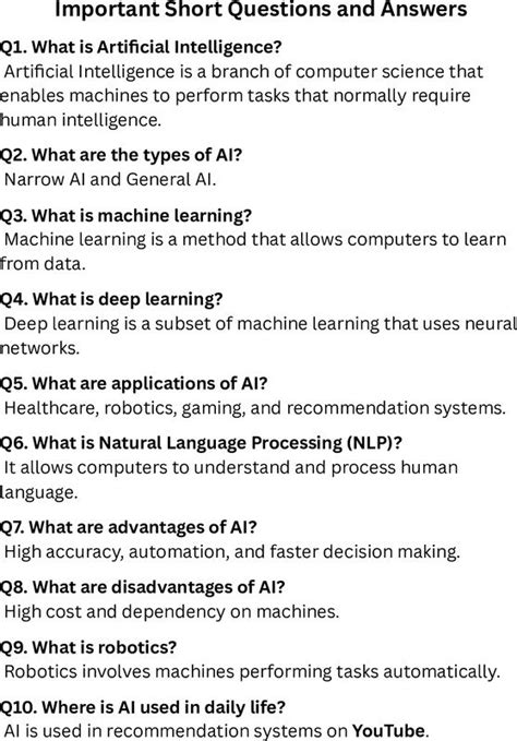 Artificial Intelligence (AI) – Important Questions and Answers ...