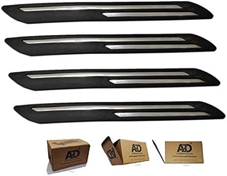 A2D Black with Double Chrome Strips Car Bumper Guards Protectors Set of ...