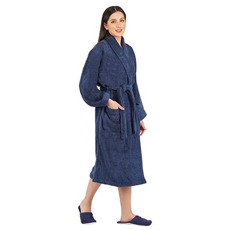 Canningvale Women 550 GSM Cotton Bathrobe - Navy Blue – Rangoli