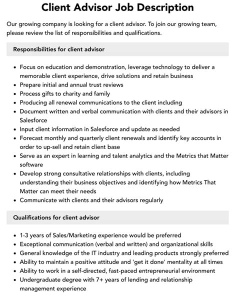 Client Advisor Resume Example (Free Guide)
