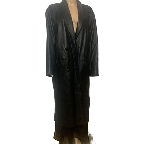 Vintage 90s Maurices Long Black Smooth Leather Double - Etsy