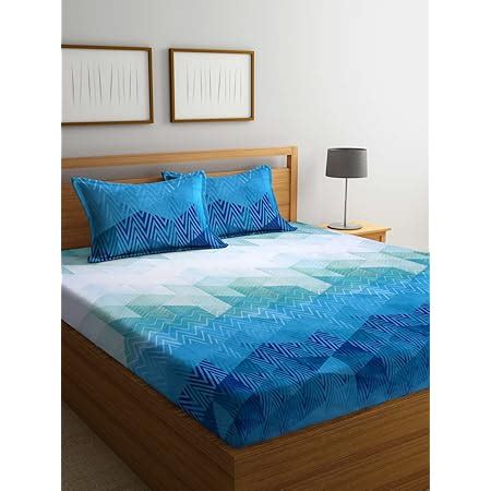 Bombay Dyeing Sage 210TC King Size one Double Bed Sheet with Two Pillow ...