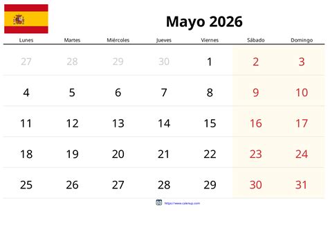 May Spanish Calendar 2026 - 2025 Printable Calendar