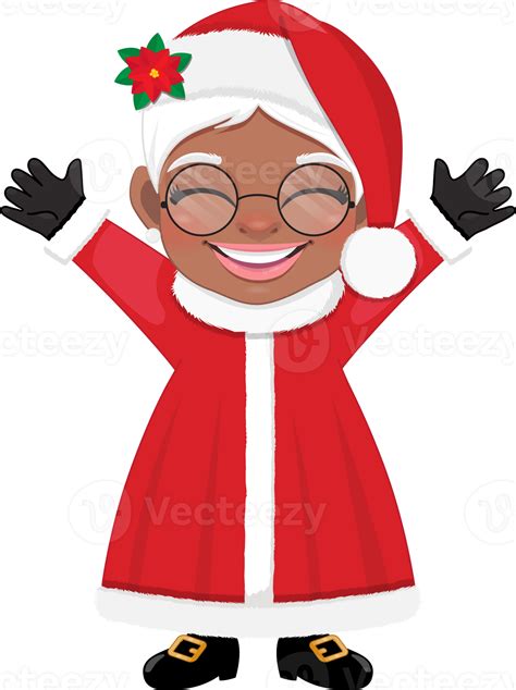 American African Mrs. Claus waving hands and greeting Cartoon Character ...