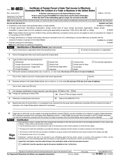 2021-2026 Form IRS W-8ECI Fill Online, Printable, Fillable, Blank ...