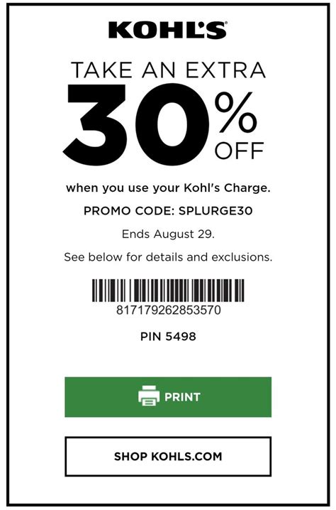 kohls coupon code in store printable