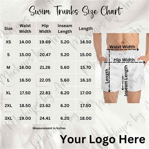 Swim Trunks (AOP) Size Chart Men's Swim Shorts Size Chart - Printify - Etsy