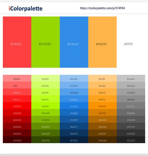 Coral Red – Pistachio – Picton Blue – Yellow Orange – White Color ...
