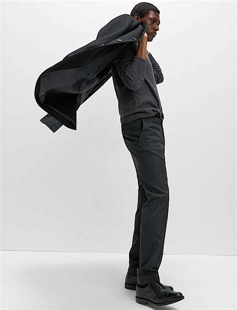 Buy Slim Fit Pinstripe Trousers at Marks & Spencer
