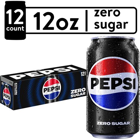Pepsi Cola Zero Sugar Soda Pop, 12 fl oz, 12 Pack Cans - Calorie-Free ...