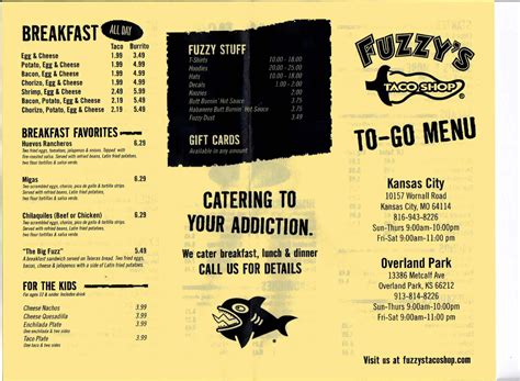 Fuzzy's Taco Shop Menu, Menu for Fuzzy's Taco Shop, Overland Park ...