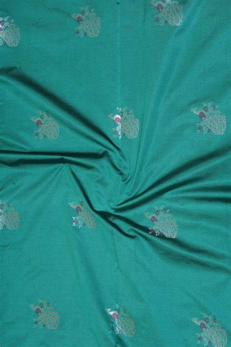 Teal Green Kanchipuram Semi Soft Silk Saree with Grey Borders ...