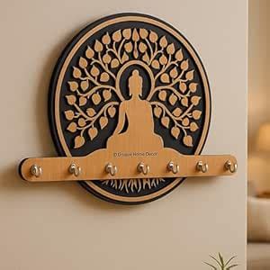 D Unique Home Decor Premium 3D Wooden Key Holder with 6 Stainless Steel ...