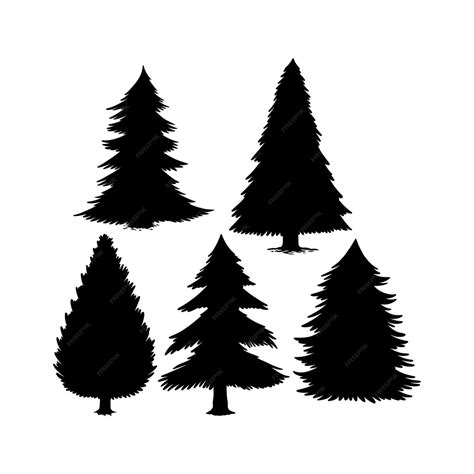 A group of trees that are black and white | Premium Vector