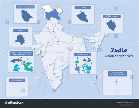 India Map States Union Territories India Stock Vector (Royalty Free) 2442878489 | Shutterstock
