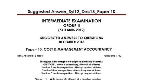 Suggested Answers for P10 Syl12 Dec13 - Cost Management Accountancy ...