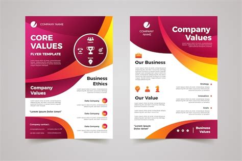 Gradient core values flyers pack | Free Vector