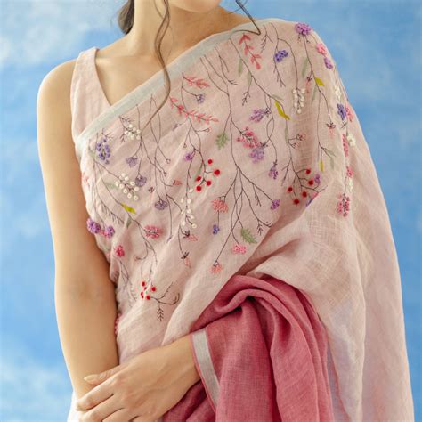 Gulkand Linen Sari