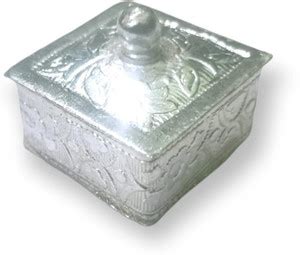 Firmus German Silver Trinket Box for Roli Chawal & Sindur Dani Kumkum ...