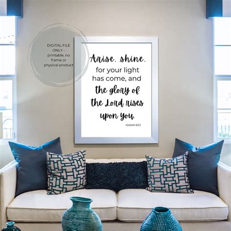 Arise and Shine Isaiah 60:1 Printable Bible Verse Digital File Wall Art ...