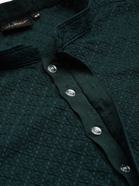 Buy Sanwara Deep Green Chikankari Kurta with Salwar (Set of 2) (Set of ...