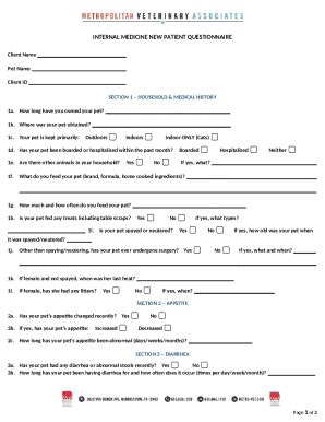 Internal Medicine New Patient Questionnaire Doc Template | pdfFiller