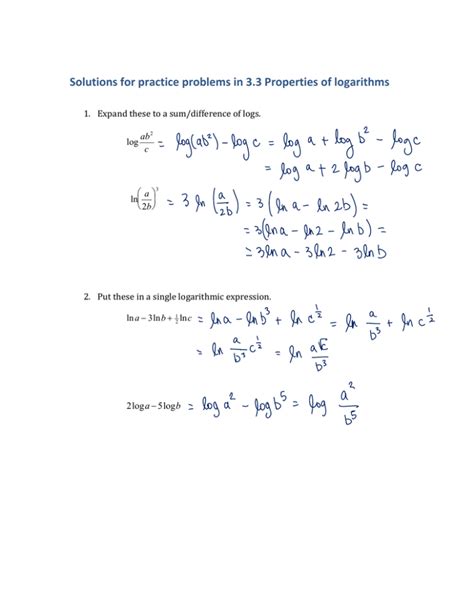 Image result for Natural Log Practice Problems