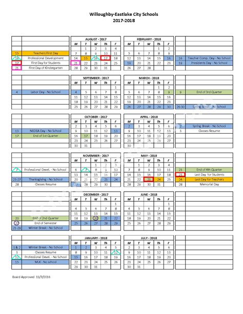 Willoughby-Eastlake City Schools Calendars – Willoughby, OH