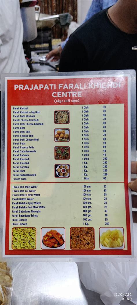 Menu at Faradi Food Stall, Ahmedabad