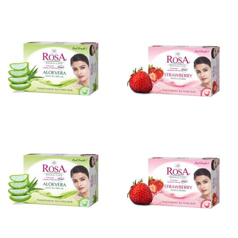 Buy Rosa Transparent Soap Combo of 2 Strawbery And 2 Aloevera | For Men ...