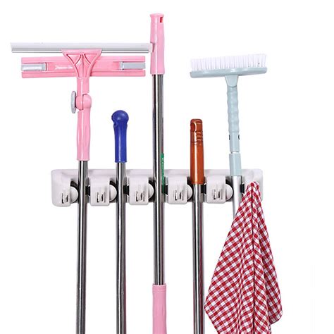 Seatrade Wall Mounted Mop And Broom Holder 5 Position 6 | Desertcart INDIA