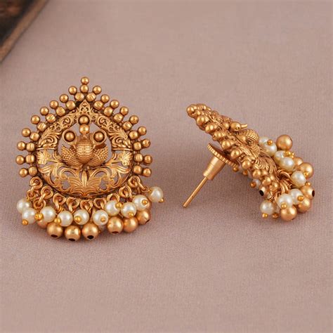 Cute peacock gold pearl drop earring Free Cod - smarsjewelrys