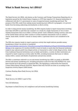 Bank Secrecy Act Training Requirements - India Dictionary