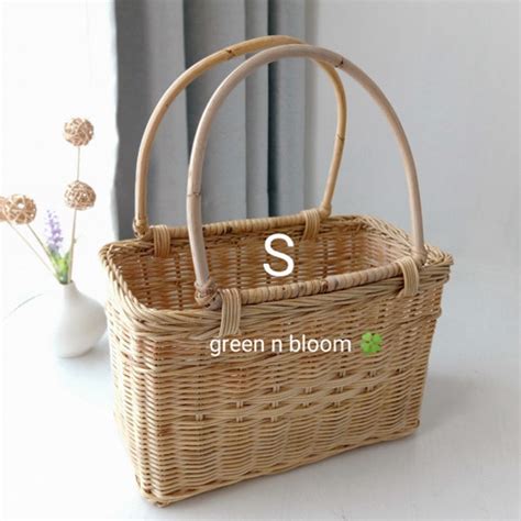 Jual keranjang parcel rotan tangkai tenteng size S - persegi - Jakarta ...