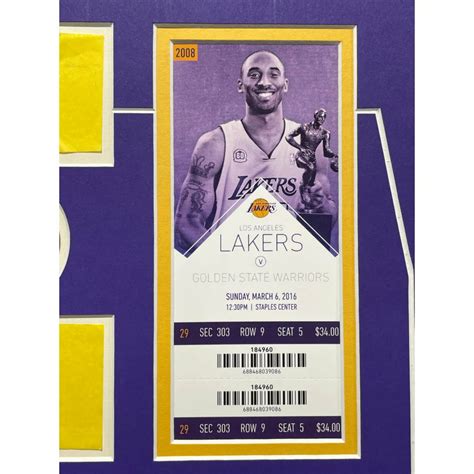 Kobe Bryant Final Lakers Game Confetti & Final Season Ticket Collage ...