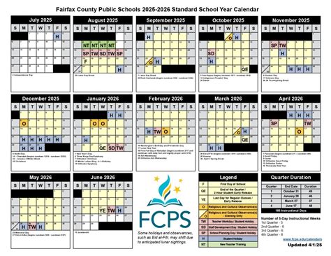 Fairfax County Public Schools Calendar 2025-2026 [Holidays]