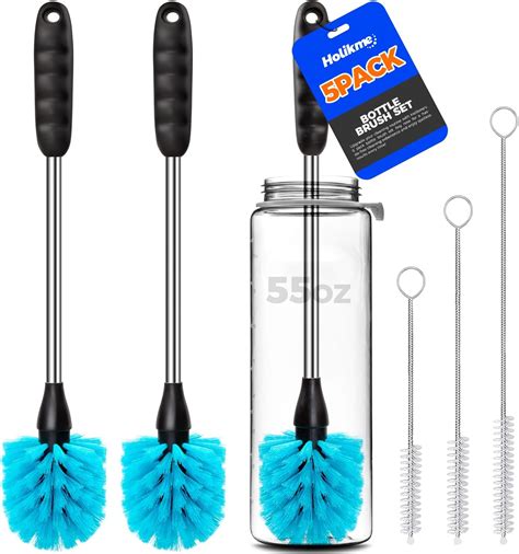 Amazon.com: Holikme 5 Pack Bottle Brush Cleaner Set, 14" Bamboo Handle ...
