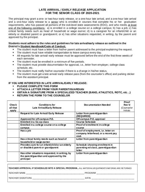 EARLY RELEASE APPLICATION Doc Template | pdfFiller