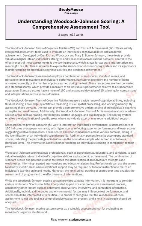 Understanding Woodcock-Johnson Scoring: A Comprehensive Assessment Tool ...