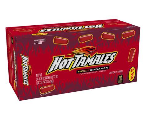 Hot Tamales Fierce Cinnamon Flavored Chewy Candies .78 oz. box - 24 ...