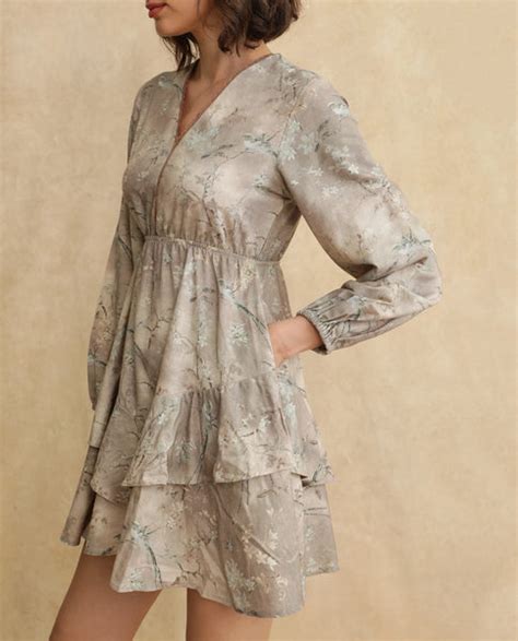 Rareism Women Wesdure Primary Beige Bishop Sleeves Dress